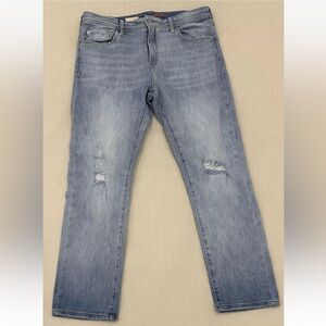 Pilcro Slim Boyfriend Crop Jeans Light Blue Wash Distressed Streetwear Size 32